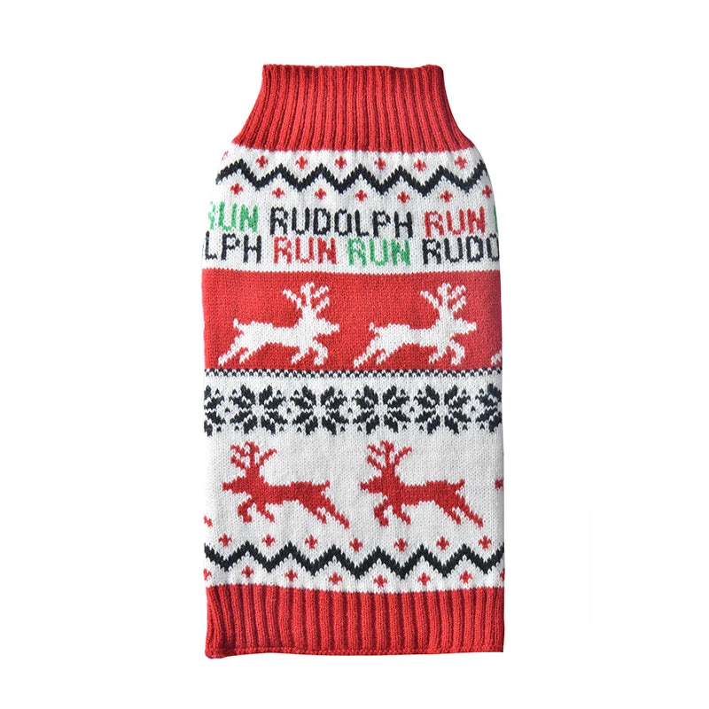 Winter Dog Sweater Christmas Deer Print Knitted Clothes Chihuahua Coat French Bulldog Jacket Puppy Warm Outfit Pet Supplies