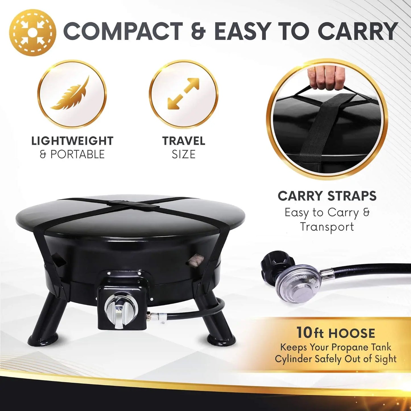 RTS 24inch Gas Fire Pit Camping Portable Fire Pit Backyard Patio Fire Pit Outdoor with Steel burner