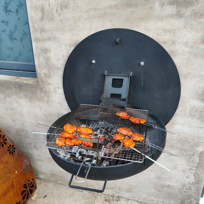 Garden Wall Mounted Grill Charcoal Grill Fire Pits Black Folding Grill