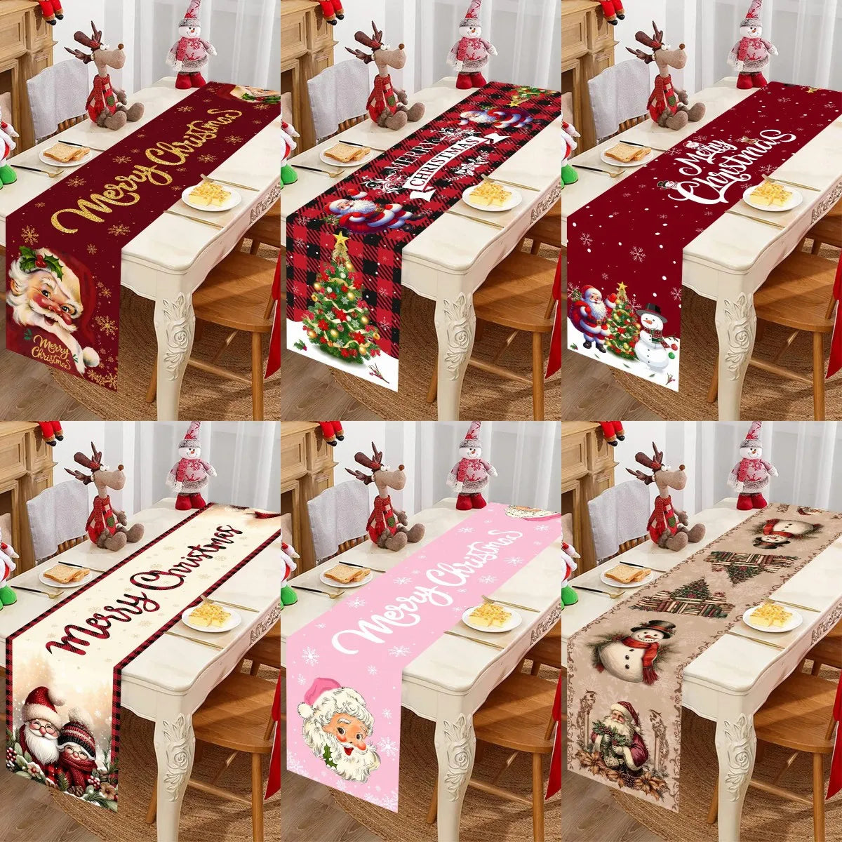 Santa Claus Christmas Table Runner Merry Christmas Decoration for Home 2025 Xmas Party Table Decor Navidad Noel New Year 2026
