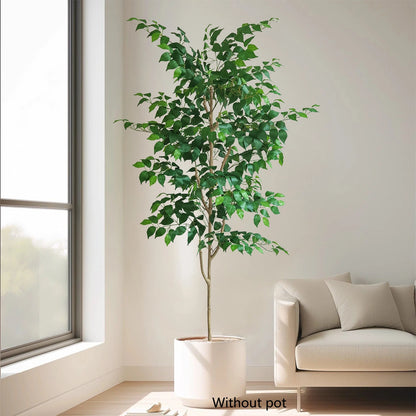 2.1M 82.68in Artificial Banyan Tree Faux Silk Plant Realistic Trunk Branches Potted Indoor Outdoor Decor 740-210