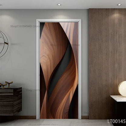 Wood Texture Series Waterproof Self-Adhesive Wallpaper Art Mural Stickers for Decor Door Cabinet Closet Ornamental Stickers