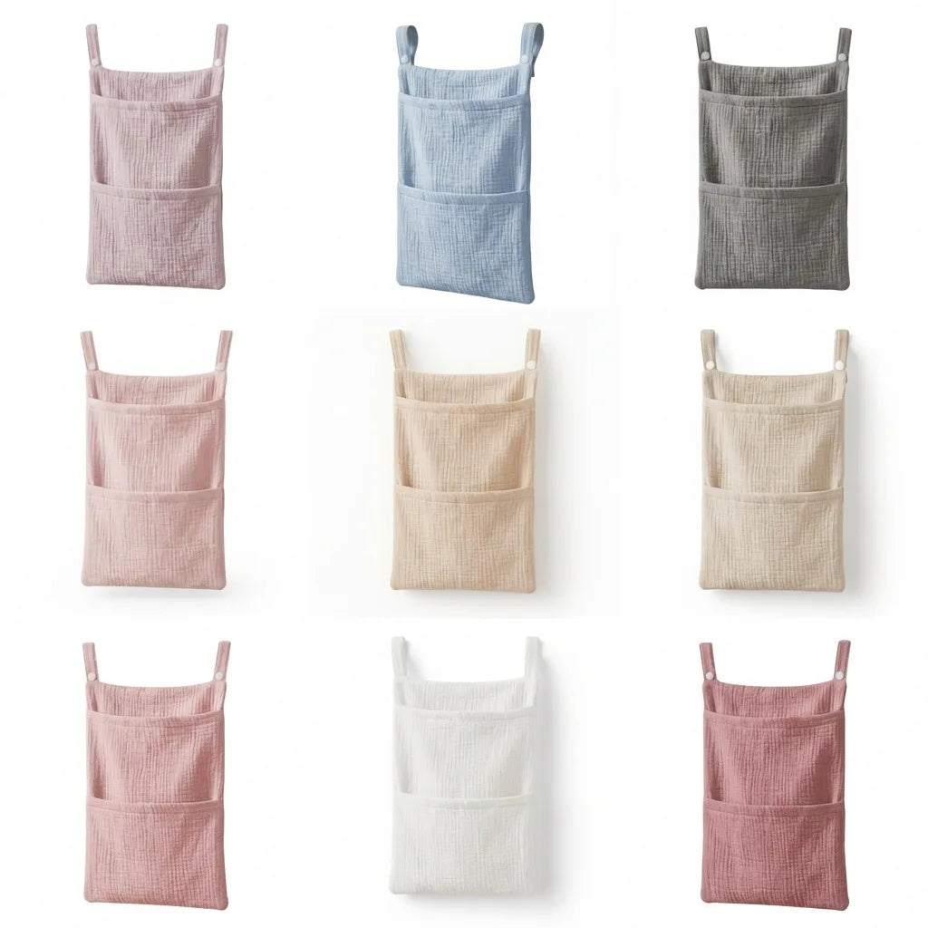 Pure Cotton Baby Crib Hanging Bag Multifunctional Newborn Supplies Storage Bag for Stroller New Pure Cotton Baby Hanging Bag