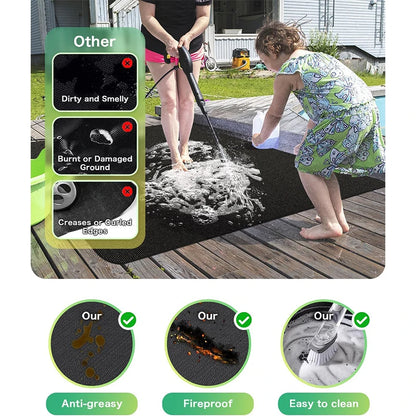 LMETJMA Under Grill Mat Heat Resistant Grill Mats For Outdoor Grill Double-Sided Waterproof Fireproof Oil-Proof Grill Pad JT335