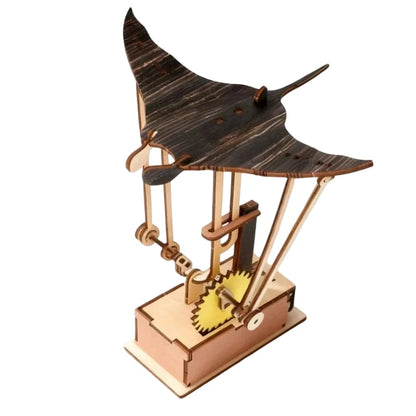 Desk Tabletop Decoration - Lifelike Wooden Electric Manta Ray Automaton; Unique Ocean Themed Decor for Home