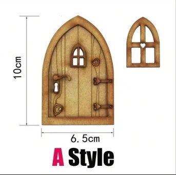 1 Pack Wooden Fairy Garden Door Blank Door Unfinished Elf Window Fairy House Door   Windows Ornaments Tree Statues for Tree Tr