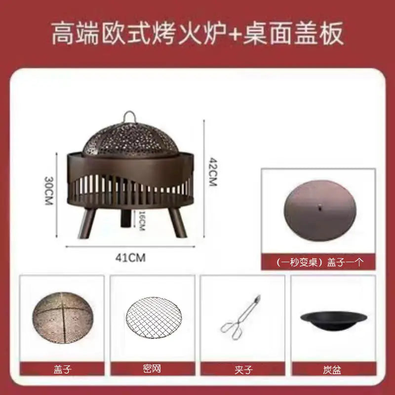 Charcoal Fire Pit Stove Patio Indoor Heating Brazier Household Carbon Furnace Outdoor Barbecue Grill Smokeless Coal Burner Tea