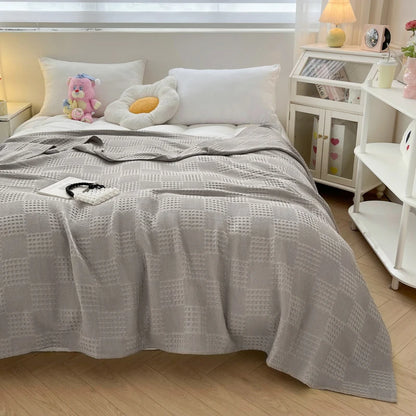 100% Cotton Throw Blanket Soft Breathable Waffle Blanket for Twin Queen King Bed Decorative Plaid Sofa Blankets Summer Throws