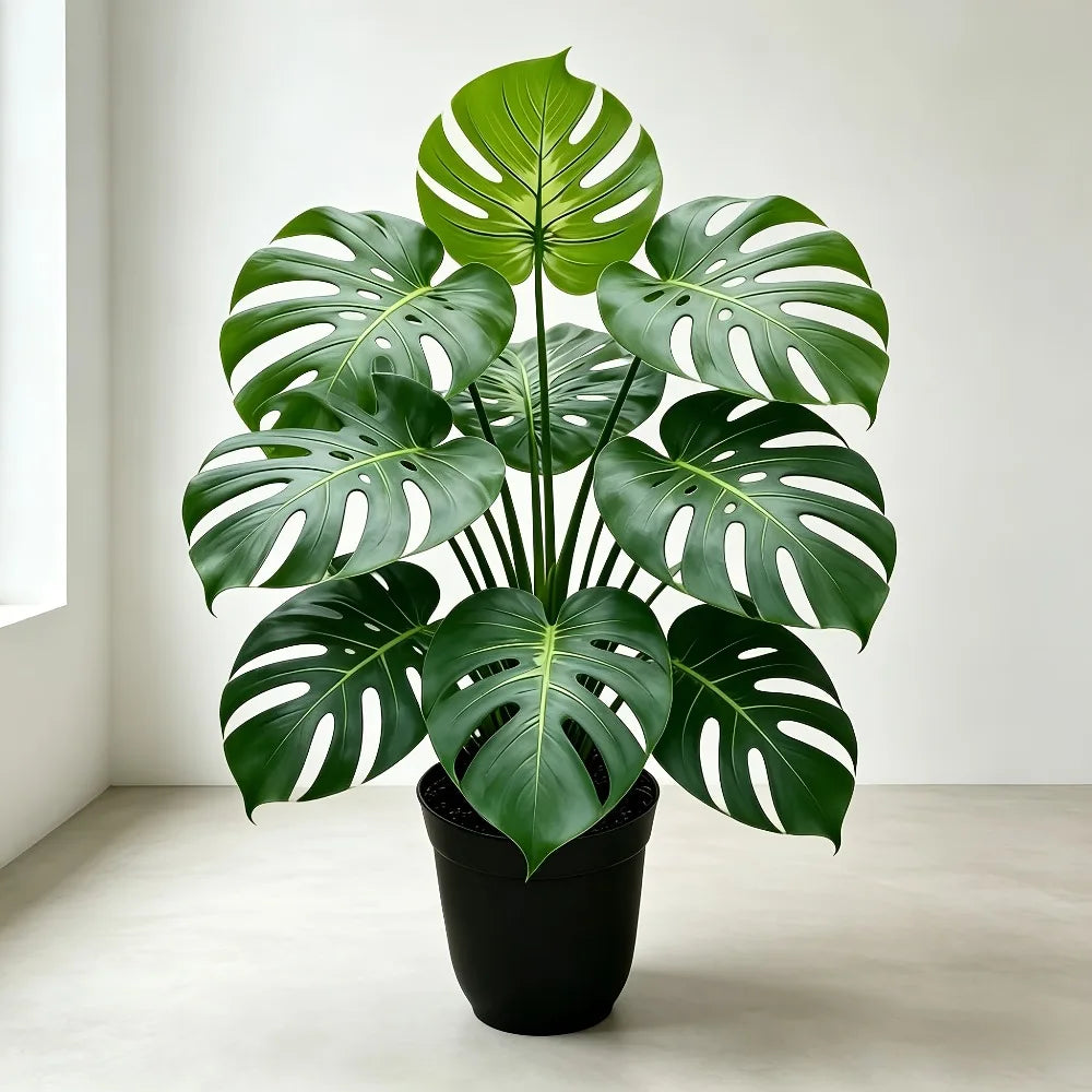 1PC Large Floor-standing Artificial Monstera Deliciosa Plant with Big Leaves Suitable for Indoor/Outdoor Studies Balconies