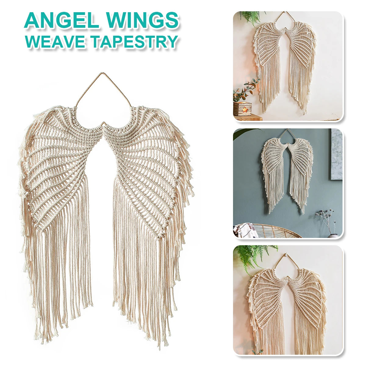 Angel Wing Hanging Tapestry Wall Hanging Hand Woven Wall Decor Bohemian Home Decor  Woven Macrame Tapestry Art Craft Gift