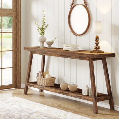 Tribesigns Farmhouse Console Entryway Table: 70.9 Inches All Wood Console Table for Entrance, 2 Tiers Narrow Long Behind Couch S
