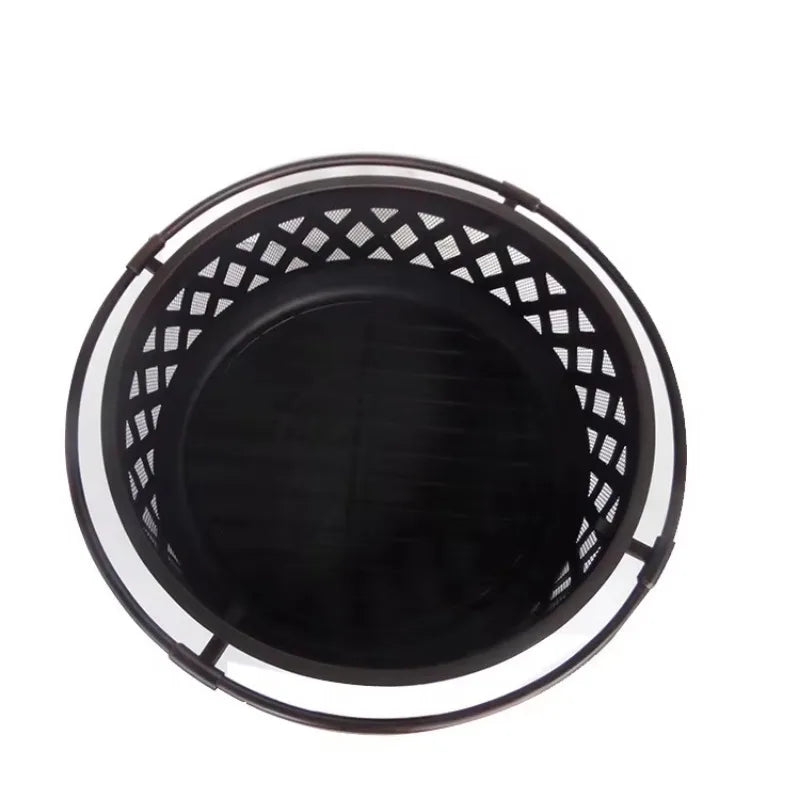 Outdoor 36-inch deep steel fire pit weaving design