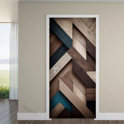 Black Art Mural Wood Texture Flower Star Waterproof Self-Adhesive Wallpaper Stickers for Door Bedroom Living Room Cabinets Decor