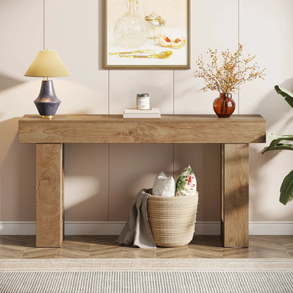 Tribesigns Farmhouse Console Table, 63-Inch Long Narrow Sofa Table Behind The Couch, Wooden Rectangular Entryway Table for Entrance, Hallway, Living Room