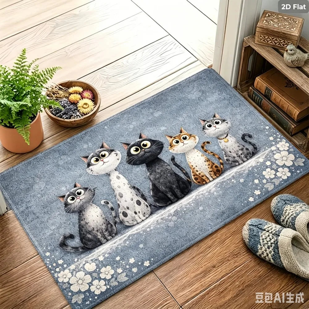 Rustic Home Sweet Home Floor Mat Blue Wooden Texture Welcome Doormat for Living Room Balcony Bedroom Entrance Area Carpet
