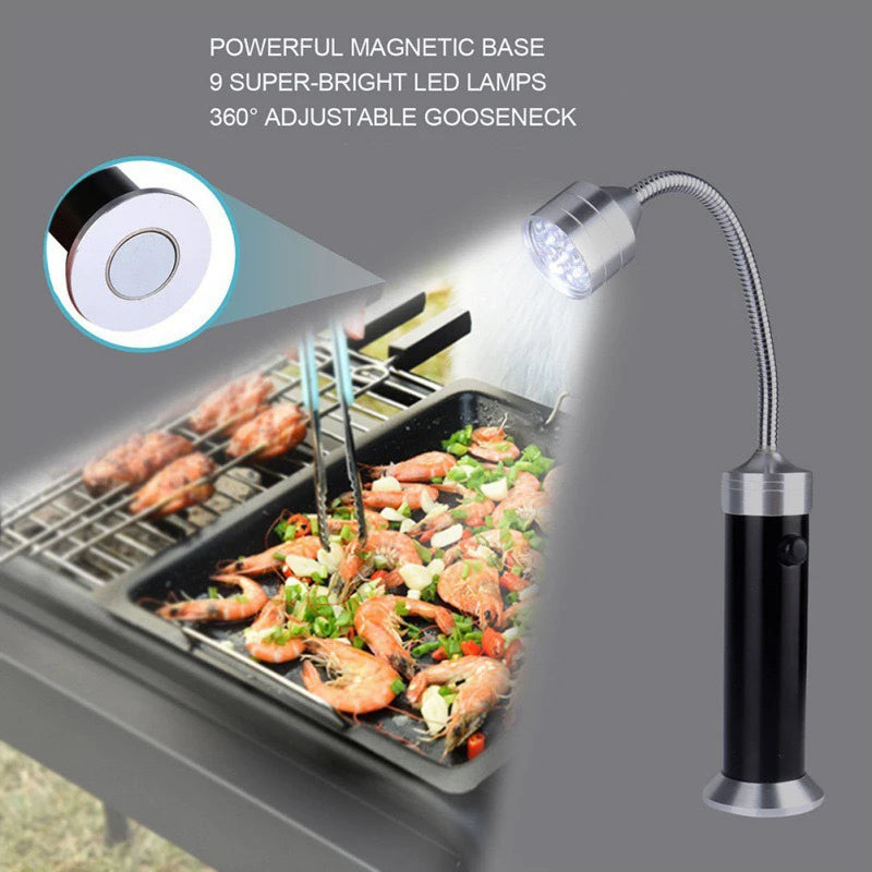 BBQ Grill Light Soft Tube Lighting Lamp 360° Adjustable Super-Bright 9 LED Flashlight Magnetic Base Outdoor lighting Gooseneck