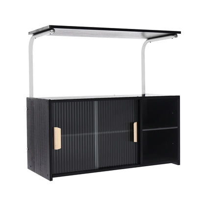 Storage Cabinet 2 Tier 67x30x62cm, Sideboard with Clear Door and Adjustable Shelf, Holds 27.6lbs for Kitchen