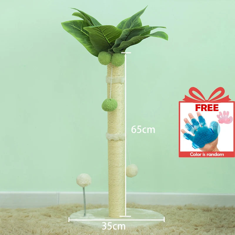 Cat Scratching Pos for Cats 65cm Tall Scratch Tree with Premium Sisal Rope Two Interactive Dangling Balls and Spring Ball Toys