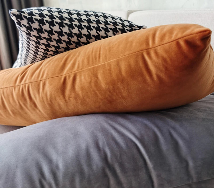 Rectangular Decorative Throw Pillow Cover 30*70cm/35*90cm Solid Color  Velvet Waist Pillowcase Bedside Cushion Cover of Bedroom