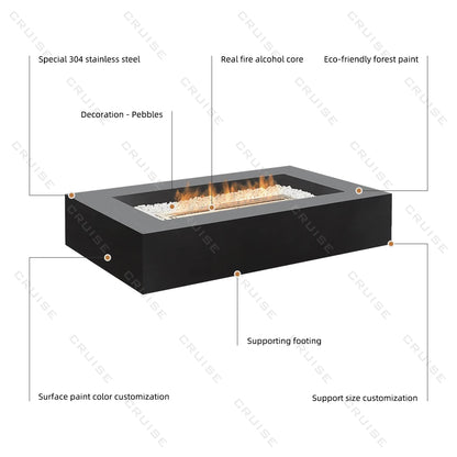 Wood/Gas/Alcohol/Atomization Custom Core 1650*1000*340mm Outdoor Wood Burning Fireplace Stove Table Freestanding Fire Pit