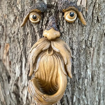 Tree Faces Decor Outdoor Funny Unique Large Hand-Painted Bird Feeders for Yard Garden Art Easter Outdoor and Indoor Resin Craft