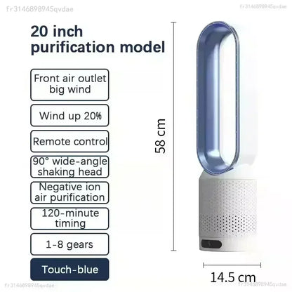 2026 Portable Bladeless Fan Air Purify Circulation Ultra Silent Cooling Tower Fan for Home Dorm Desk Floor