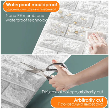 70x38cm Self adhesive Waterproof TV Background Brick Wallpapers 3D Wall Sticker Living Room Wallpaper Mural Bedroom Decorative