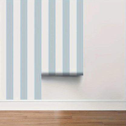 1PC blue and white stripes pattern design thick moisture-proof and waterproof wallpaper, can be self-adhesive tear-off ready to