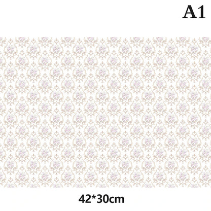 1:6 Dollhouse Miniature Decorative Flower Geometric Wallpaper Doll House Flower Wall Decal Shooting Scene Props Decor 42*30cm