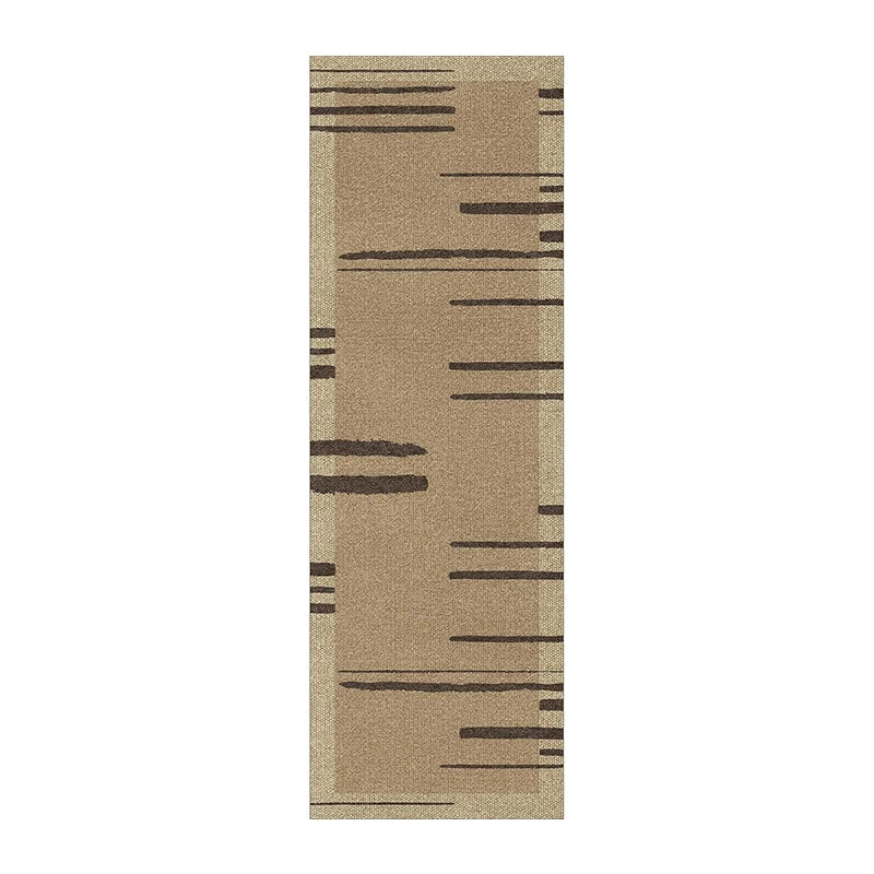 Runner Rug Non-slip Waterproof Dirt-resistant Floor Mat Brown Imitation Texture Line Corridor Carpet Long Size Home Decor Mats