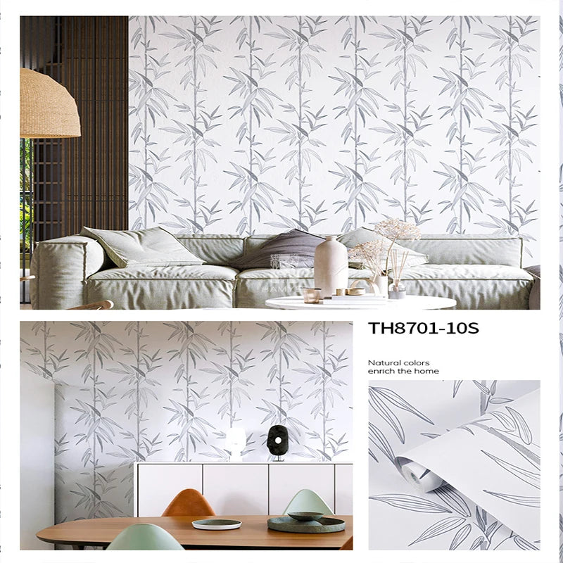 Bamboo wallpaper modern geometric contact paper black stripes detachable self-adhesive wallpaper wall covering home decoration