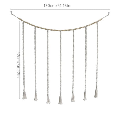 Macrame Hanging Photo Display Wall Decor Boho Wooden Beads Garland Picture Frame Holder with 30 Clips Bedroom Living Room Gifts