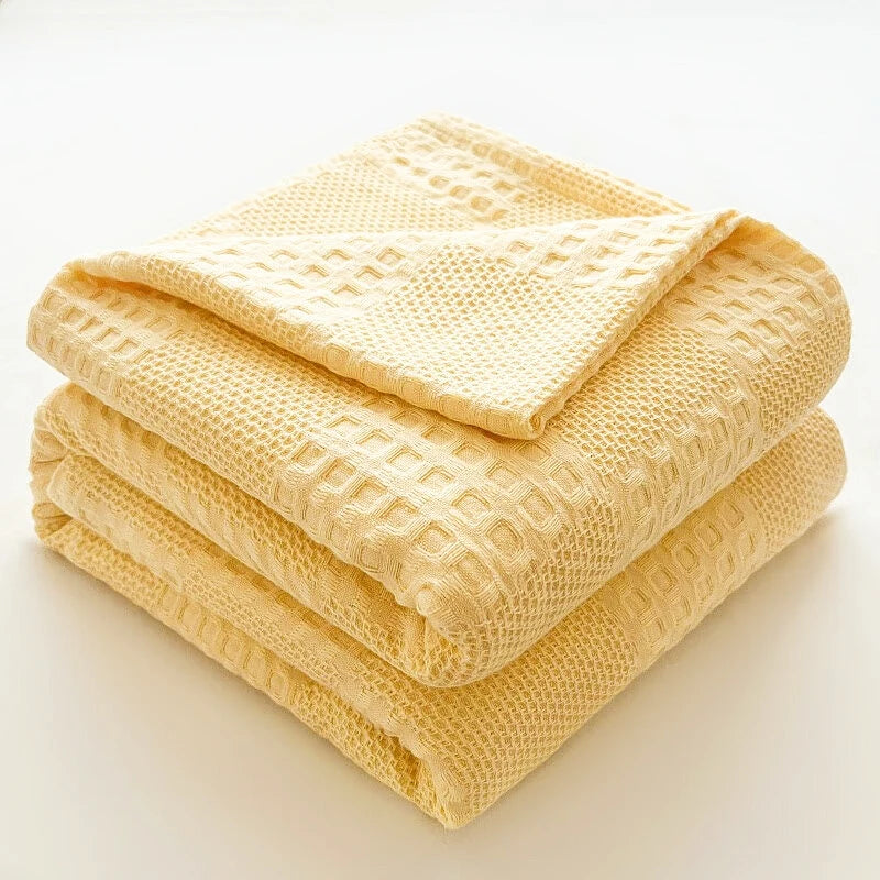 100% Cotton Throw Blanket Soft Breathable Waffle Blanket for Twin Queen King Bed Decorative Plaid Sofa Blankets Summer Throws