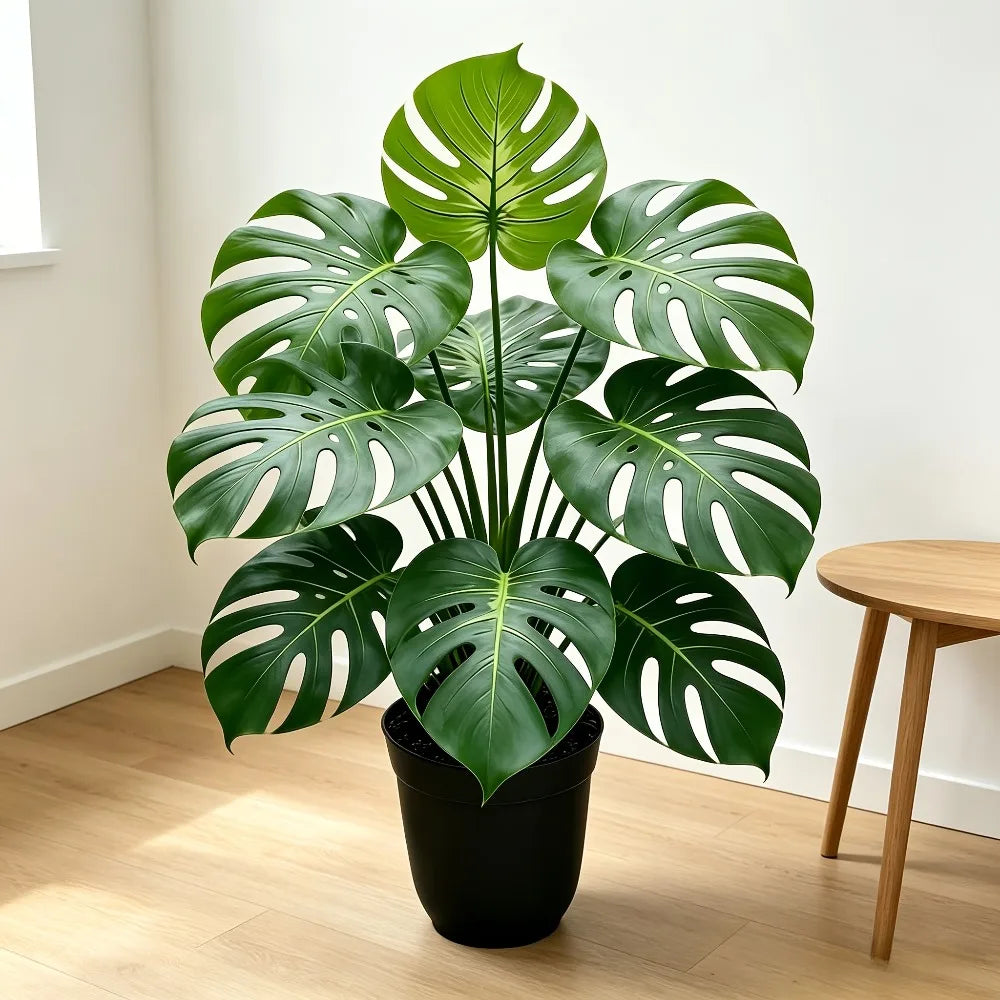 1PC Large Floor-standing Artificial Monstera Deliciosa Plant with Big Leaves Suitable for Indoor/Outdoor Studies Balconies