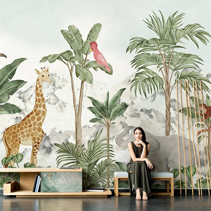 Custom 3D Tropical Rainforest Wallpaper Mural Animals Monkey Wallpapers for Living Room Background Wall paper home decor Sticker