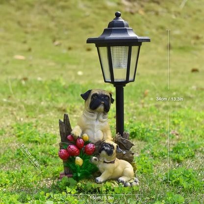 New Garden Solar Light Puppy Ornament Garden Ornament Sculpture Resin Craft Gift