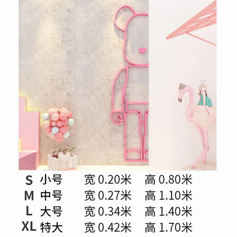 Bear Wall Stickers Mirror Acrylic Wall Sticker DIY PVC Wallpaper Self-adhesive Restaurant Bedroom Wall Decor