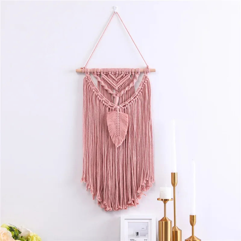 Macrame Boho Wall Hanging Wall Background Living Room Home Decoration Hand-woven Cotton Nordic Art Tassel Tapestry Ornaments