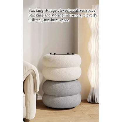 Living room small stool lamb wool bench household round stool Internet celebrity children sofa stool low stool simple pier shoe