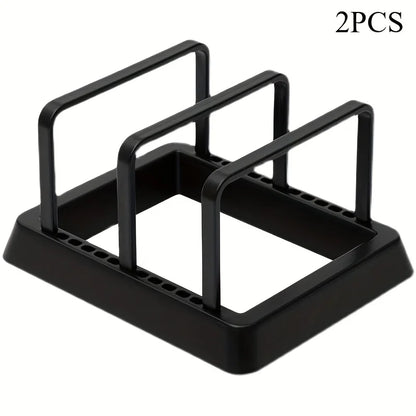 3-in-1 Kitchen Organizer Rack:Space-Saving Drying Storage Tray for Pots,Pans,Lids & Cutting Boards- Durable Countertop Organizer