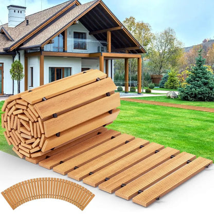 NonSlip Wooden Garden Pathway Decorative Solid Wood Outdoor Walkway Weatherproof Easy Installation Garden Walkway Beach