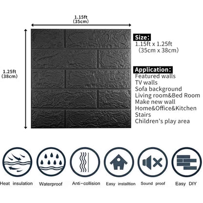 3D wallboard wallpaper sticker with self-adhesive waterproof foam, suitable for indoor wall decoration, bathroom home decoration