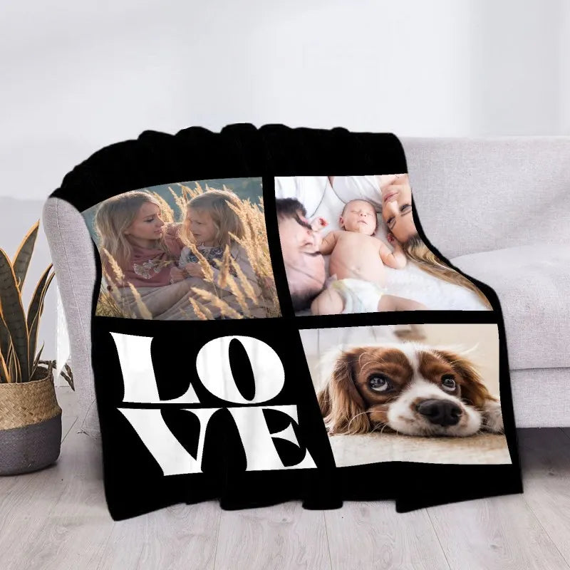 Custom Blanket With Picture Collage Customized Blankets Birthday Souvenir Christmas Gifts Personalized Throw Blanket