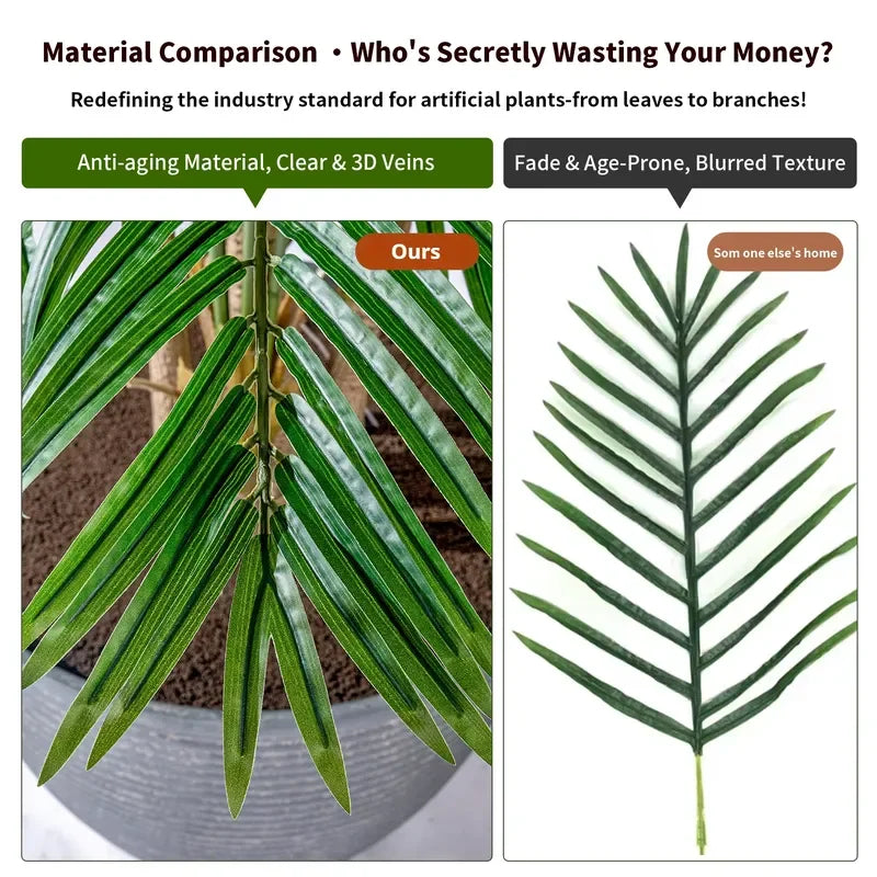 Artificial Lady Palm Bamboo Palm Tree Artificial Plant Taro Tree Green Plant with Pot for Outdoor Indoor Decoration