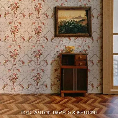 1:12 DIY Dollhouse (20x28cm)Adhesive Wallpaper on The Back for Kitchen(viscous) Living Room Bedroom Floor Decoration Accessories