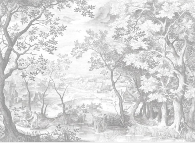 Customized French Wallpaper TV Background Wall Wallpaper Hand Drawn Black and White Forest Living Room Bedroom Papier Peint