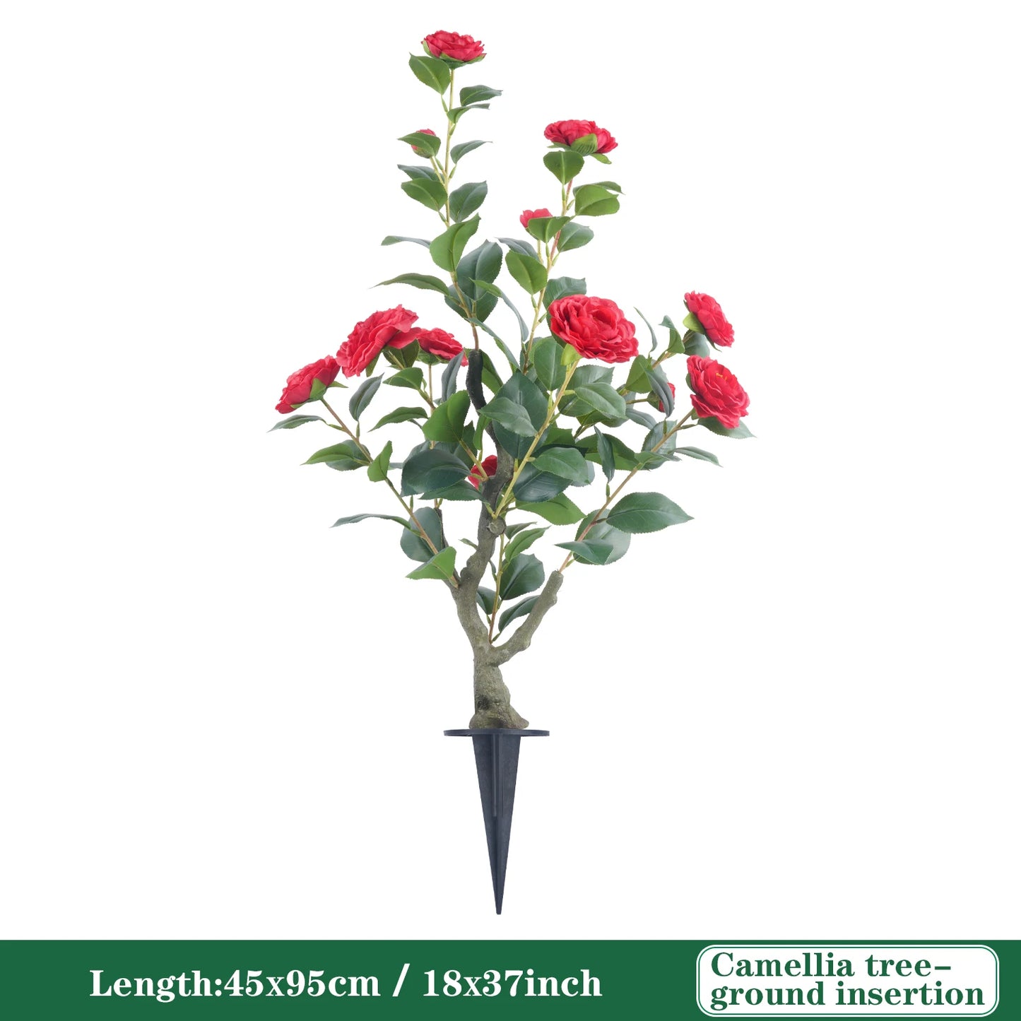 85cm Camellia Topiary Tree with Pot/Spike Realistic Fake Flower Plant Indoor Outdoor Faux Bonsai for Home Garden Office Decor