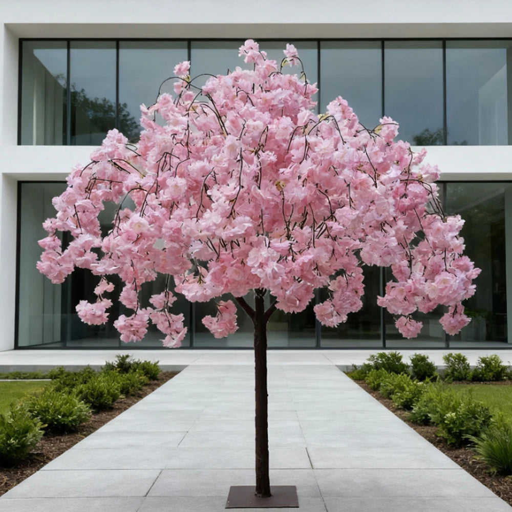 Artificial Cherry Blossom Tree Weeping Willow, Simulation Floral Plant for Indoor Outdoor Home Wedding Party Mall Opening Decor