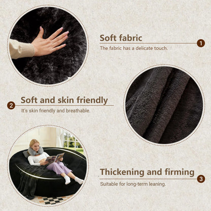 100CM×100CM×60CM, adult beanbag chair with padded beanbag inside, memory foam chair, soft flannel washable cover, ideal reading seat for bedrooms and dorms.
