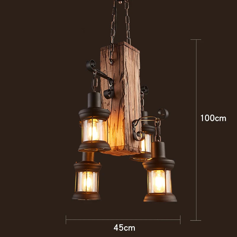 Rustic Lamp Coffee Bedroom Dining room Industrial Decor loft chandeliers Solid Retro Wood lamp suspension luminaire industrial